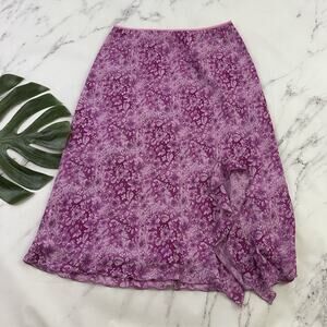 Jonathan Martin Womens Vintage Y2k Slip Skirt Size L Purple Pink Floral Ruffle